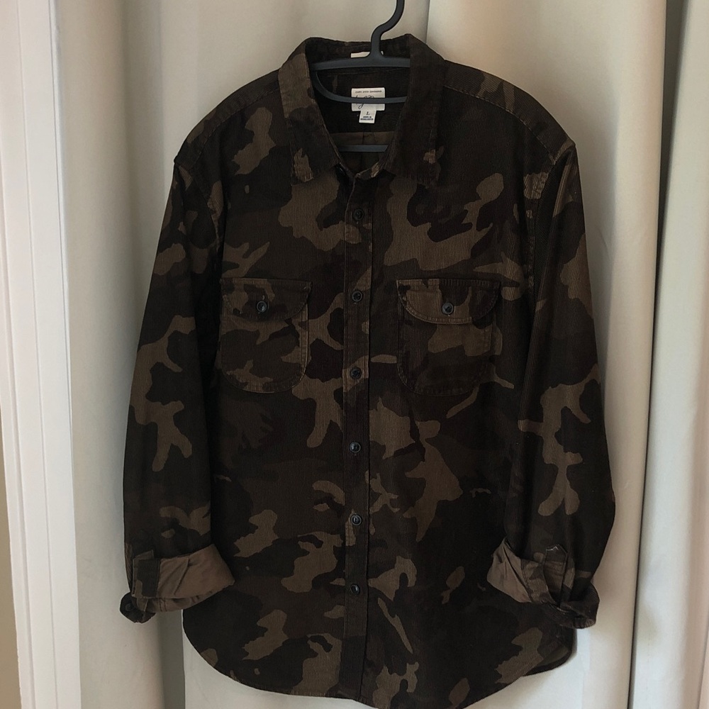 J Crew Men's Camouflage Button-Up Shirt Jacket - Brown Camo